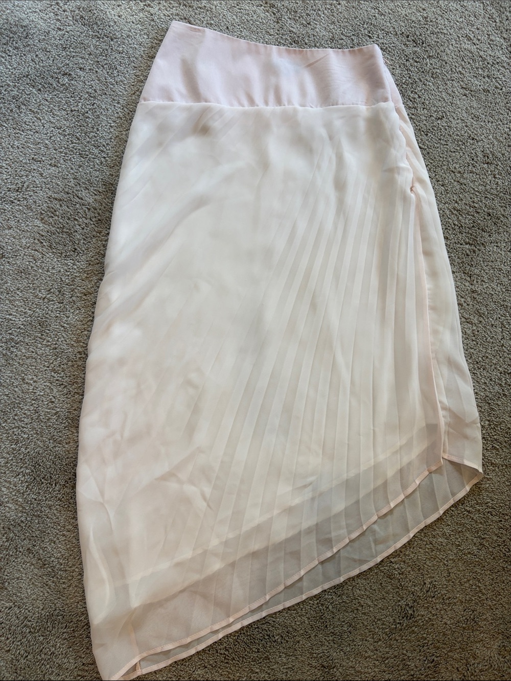 Tildon Pale Blush Asymmetrical Pleated High-Low Skirt